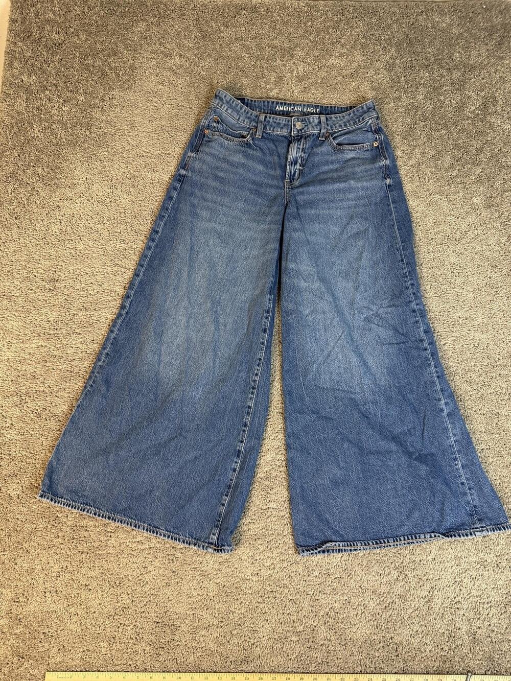 American Eagle Outfitters Jeans Womens 8 Blue Denim Wide-Leg 30 Waist 29 Inseam